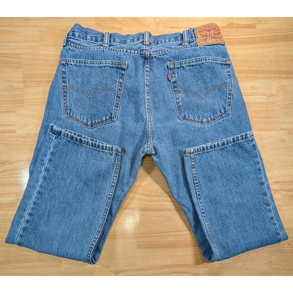 Levis 505 Regular Fit Mens Blue Medium Wash Straight Leg Denim Jeans 34x28